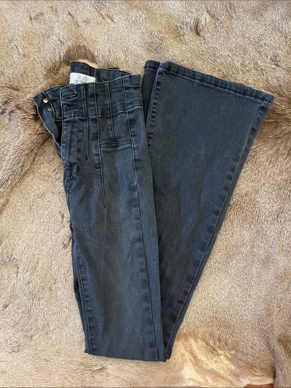Free People High-Rise Black Women's Jeans - Flared Leg